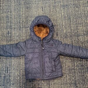 The North Face reversible Navy Quilted Hooded Jacket